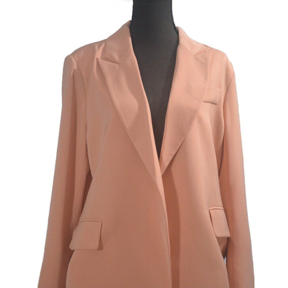 Sugarfox Long Blazer Salmon Pink Lined Size Small Oversized